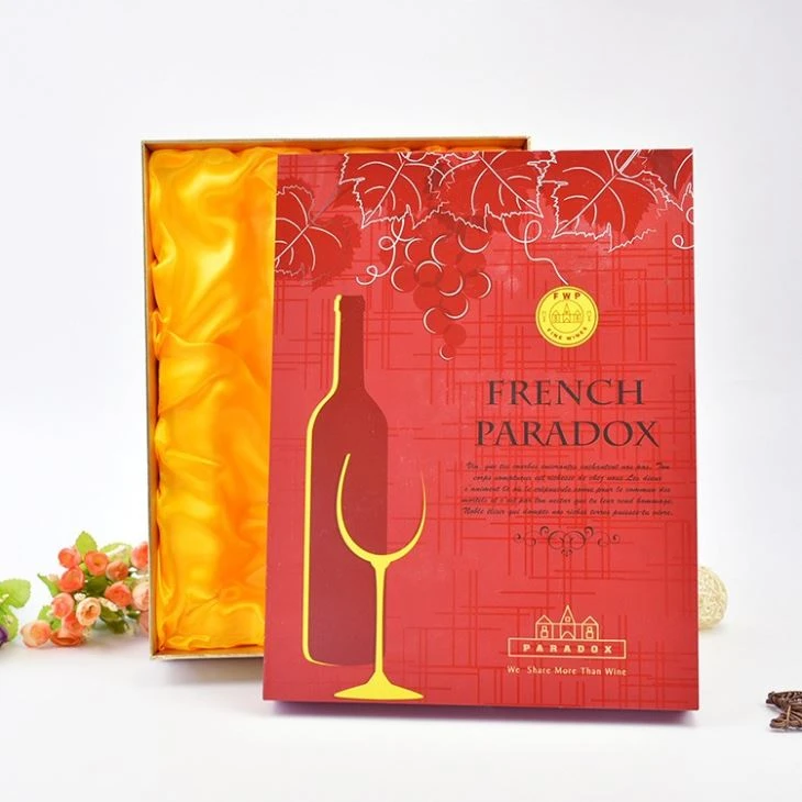 Wine Glass Cardboard Gift Box For Two Bottles